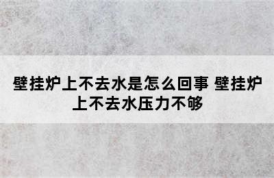 壁挂炉上不去水是怎么回事 壁挂炉上不去水压力不够